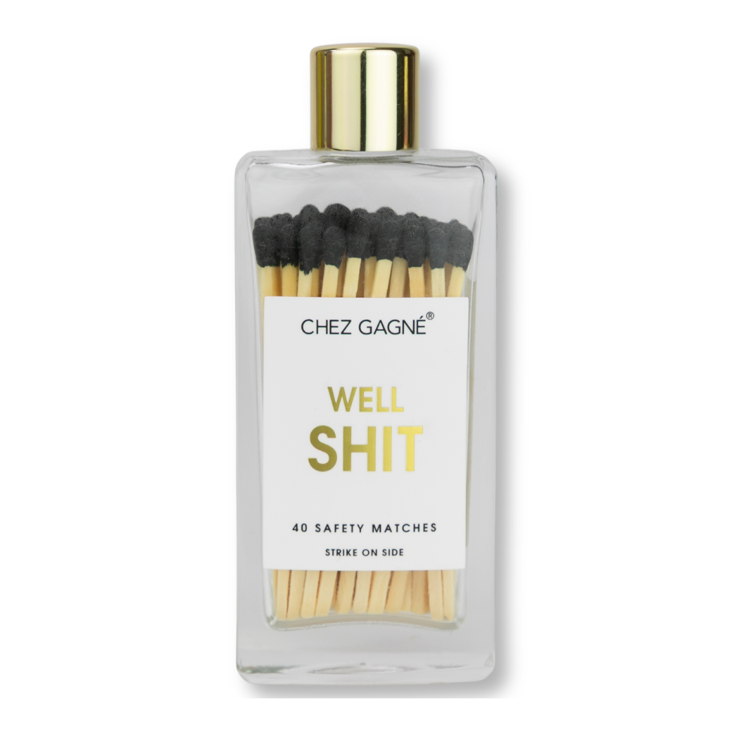 Well, Shit - Glass Bottle Safety Matches - Black Tips