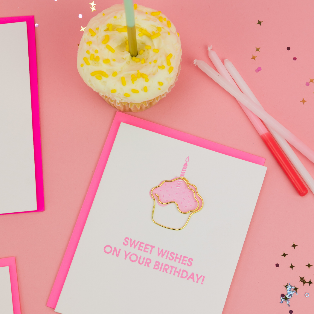 Sweet Wishes On Your Birthday - Paperclip Letterpress Card