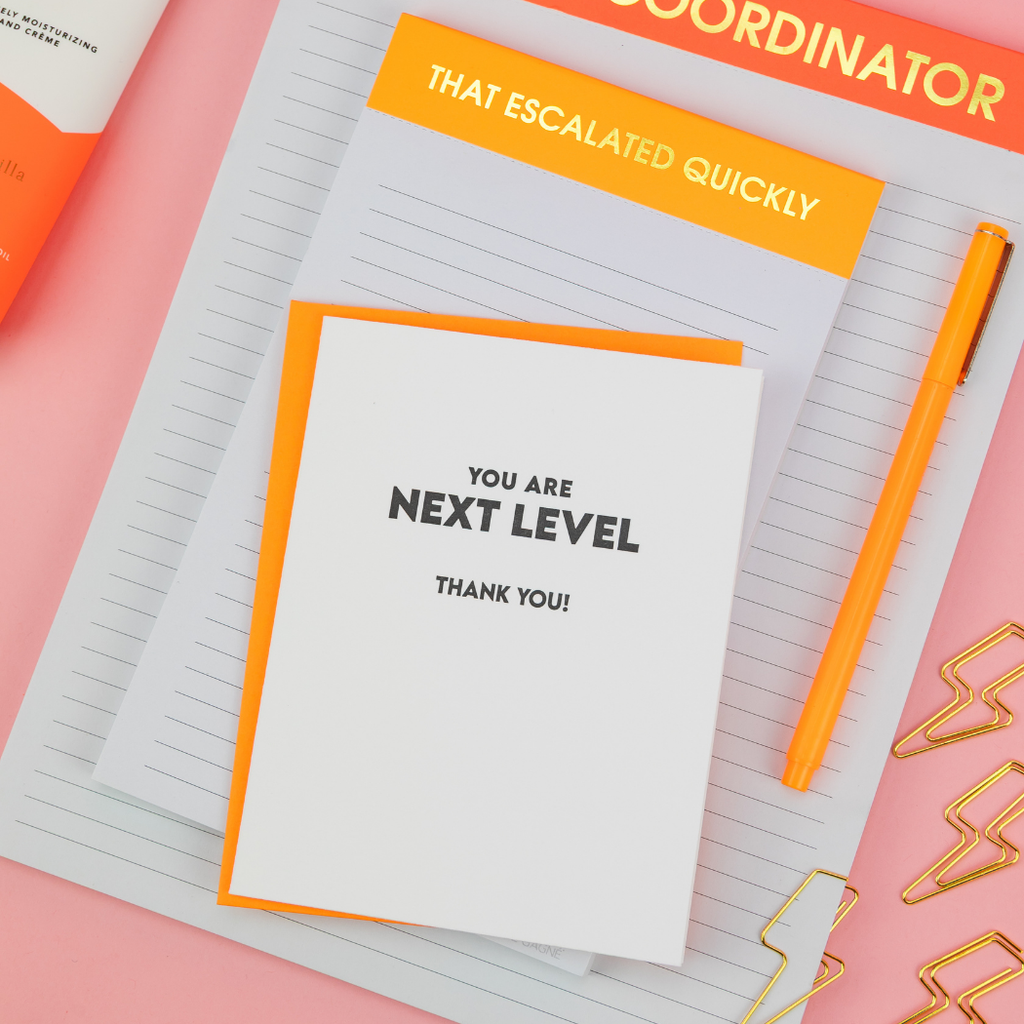 You Are Next Level. Thank You - Thank You Letterpress Card