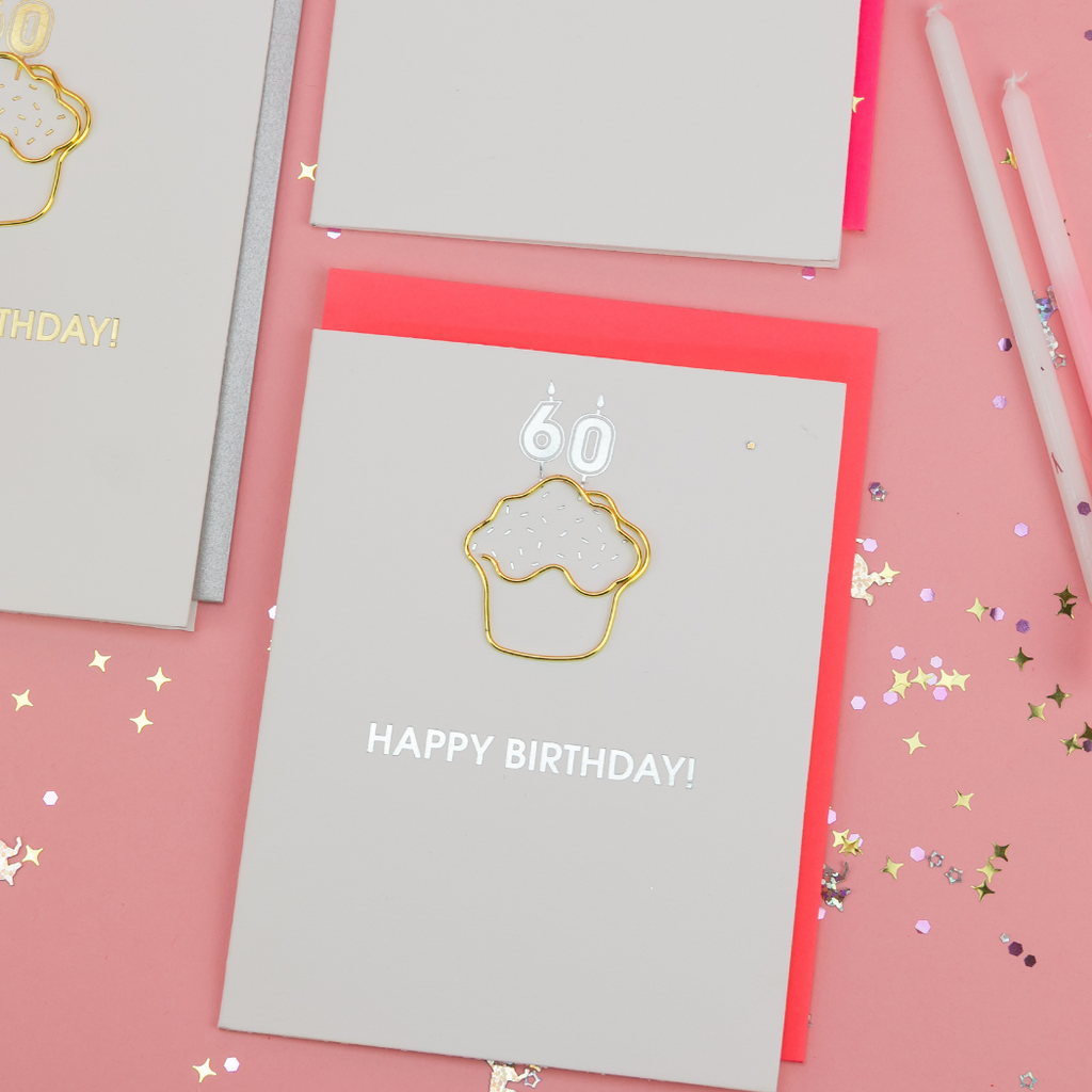 Happy Birthday Candles 60 - Paperclip Letterpress Card