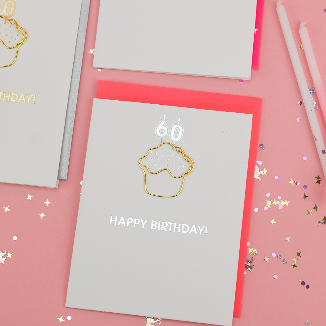 Happy Birthday Candles 60 - Paperclip Letterpress Card