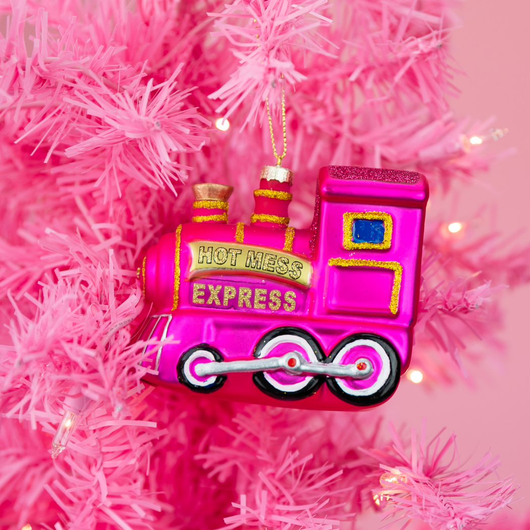 Hot Mess Express - Locomotive Train - Glass Ornament