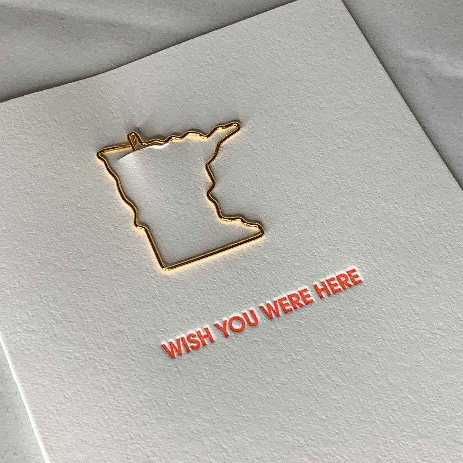 Wish You Were Here Minnesota - Paper Clip Letterpress Card