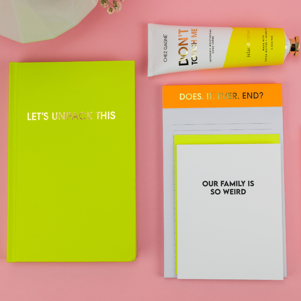 Let's Unpack This - Hardcover Daily Journal - Neon Lemon Lime