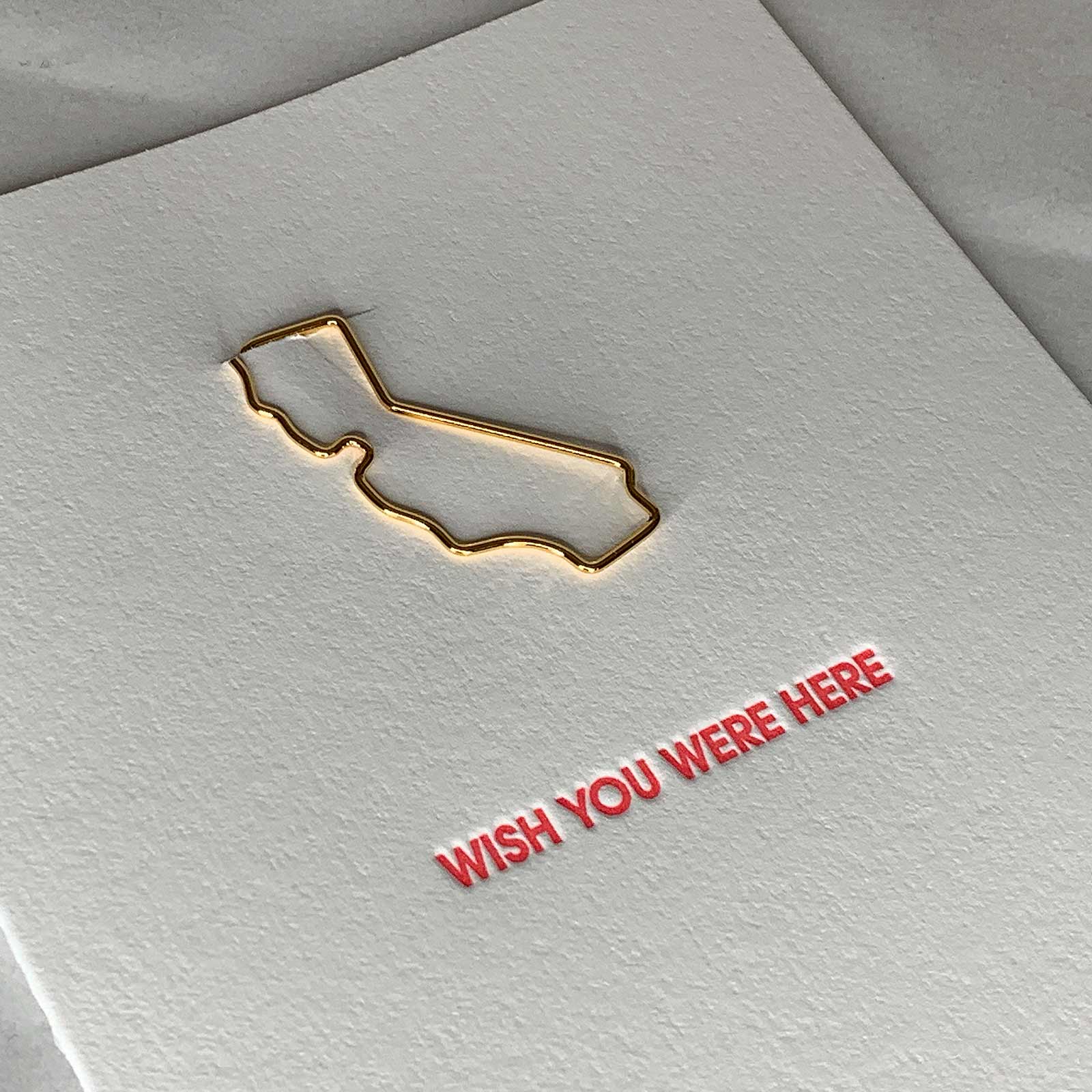 Wish You Were Here California - Paper Clip Letterpress Card