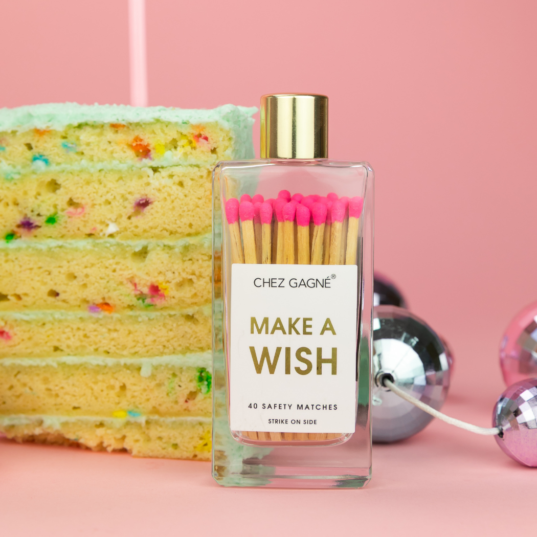 Make A Wish - Glass Bottle Safety Matches - Birthday