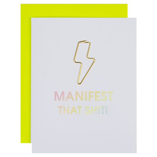 Manifest that Shit - Paper Clip Letterpress Card