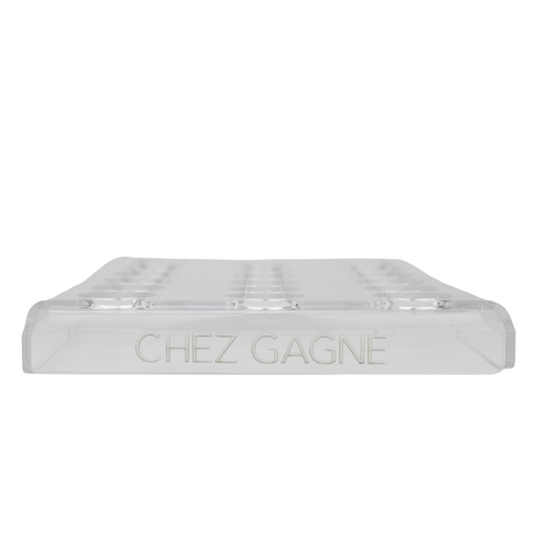 18-Pocket Hand Crème Display Fixture - Acrylic Retail Display with Chez Gagné Logo