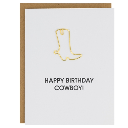 Happy Birthday, Cowboy - Paper Clip Letterpress Card