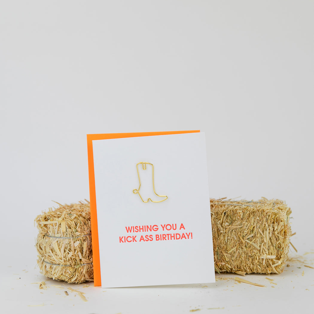 Wishing You A Kick Ass Birthday - Paper Clip Letterpress Card