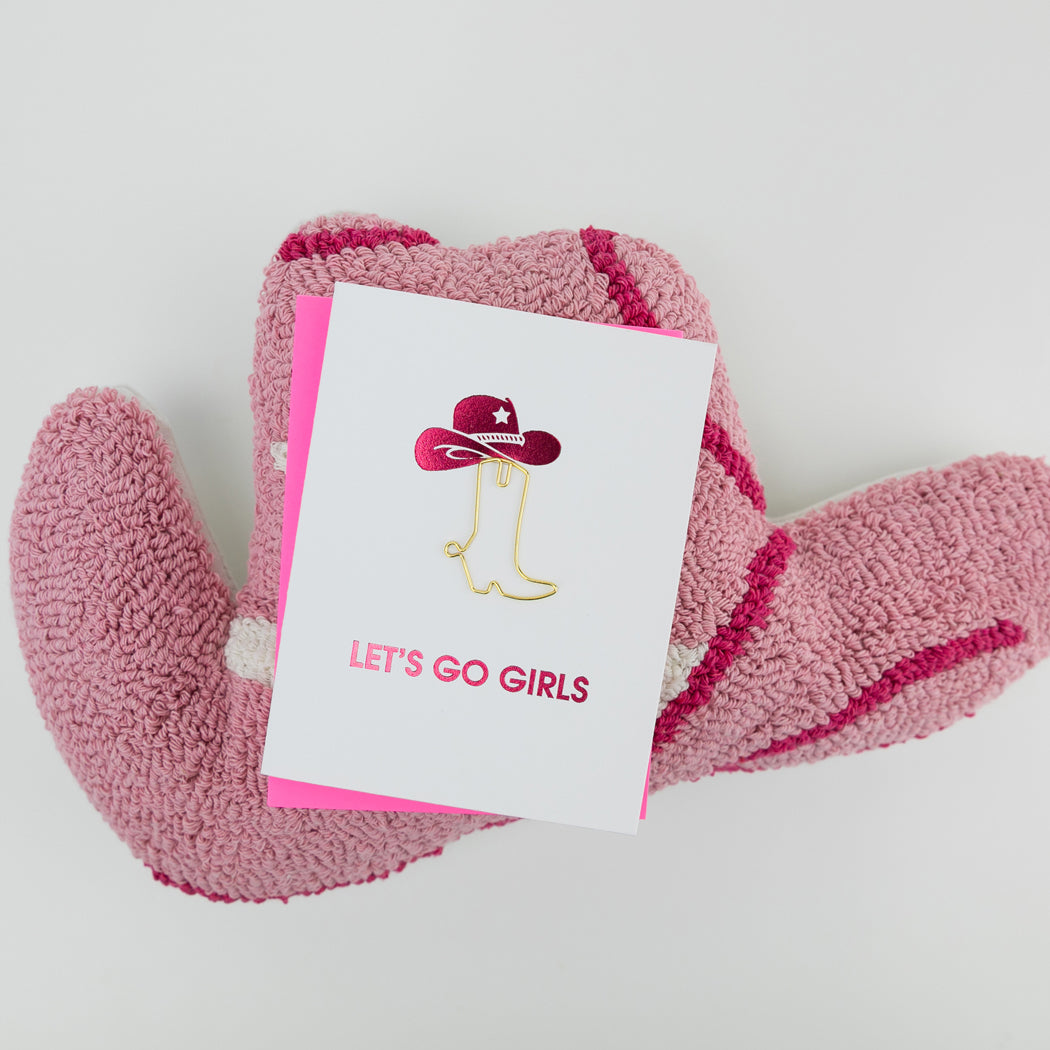 Let's Go Girls  - Paper Clip Letterpress Card