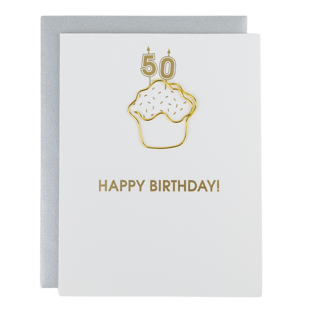 Happy Birthday Candles 50 - Paperclip Letterpress Card