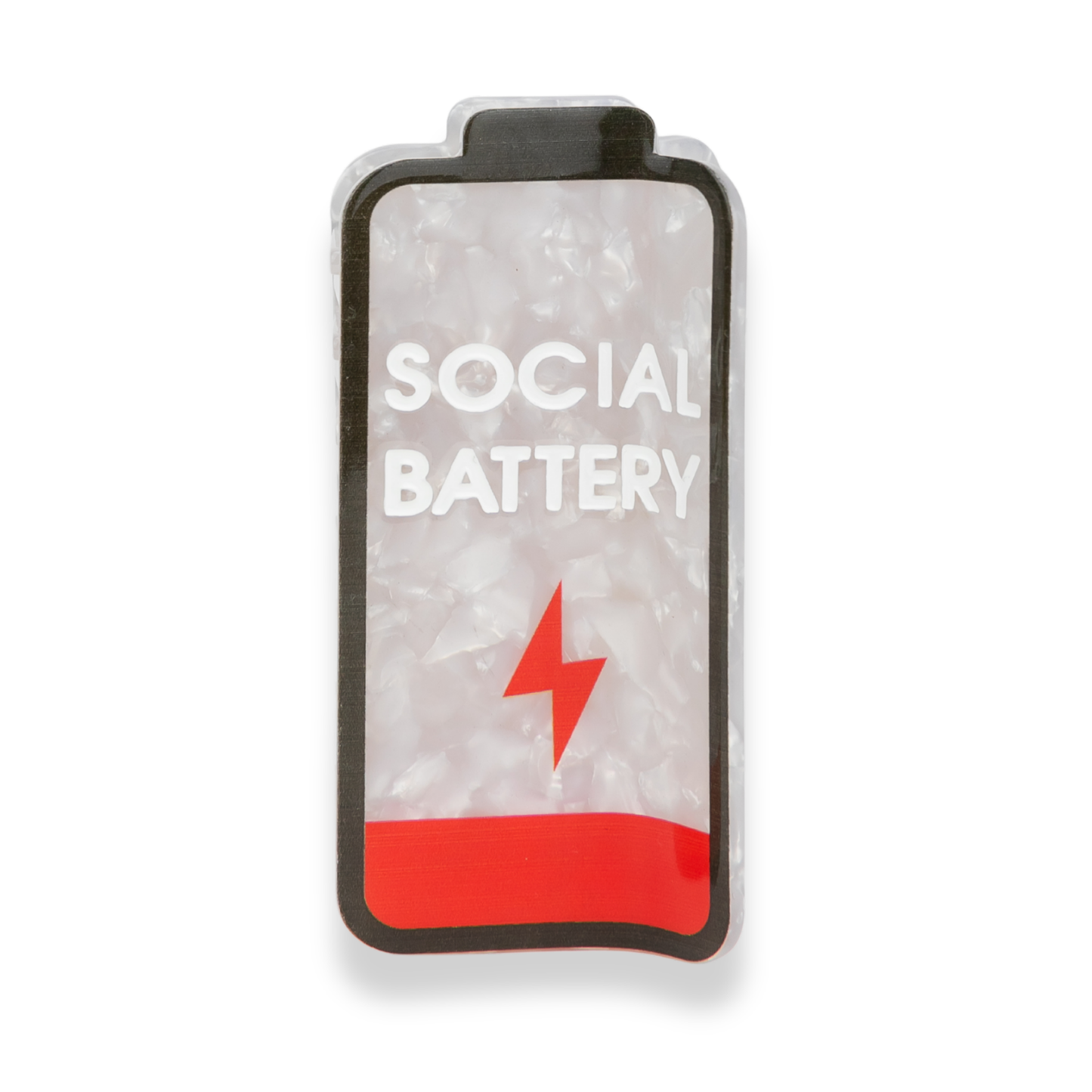 Social Battery - Low Battery - Acetate Hair Claw Clip