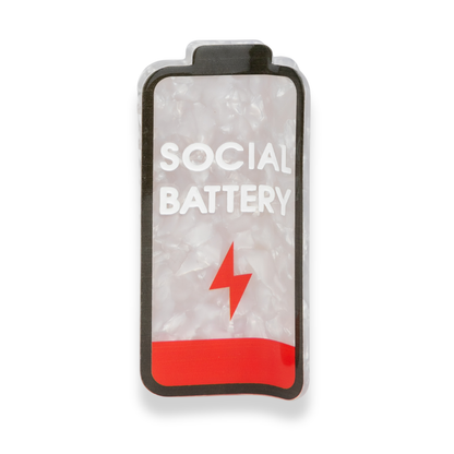 Social Battery - Low Battery - Acetate Hair Claw Clip