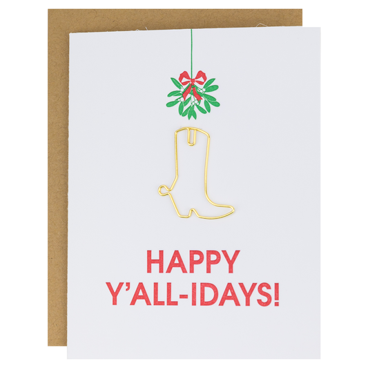 Happy Y'all-idays - Paper Clip Letterpress Card