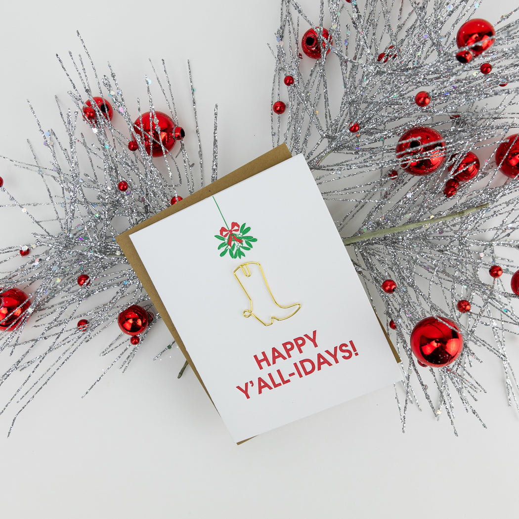 Happy Y'all-idays - Paper Clip Letterpress Card