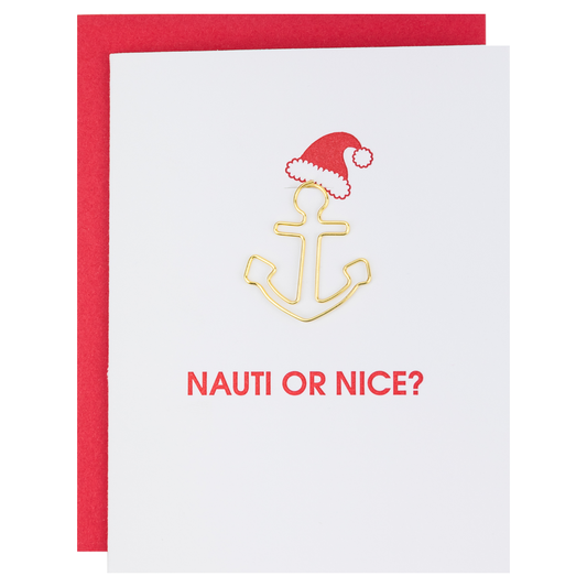 Nauti or Nice Holiday - Paper Clip Letterpress Card