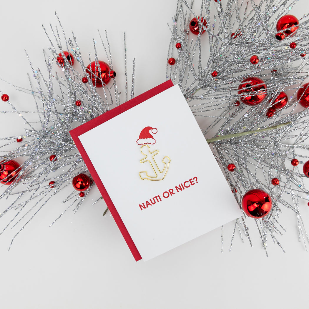 Nauti or Nice Holiday - Paper Clip Letterpress Card