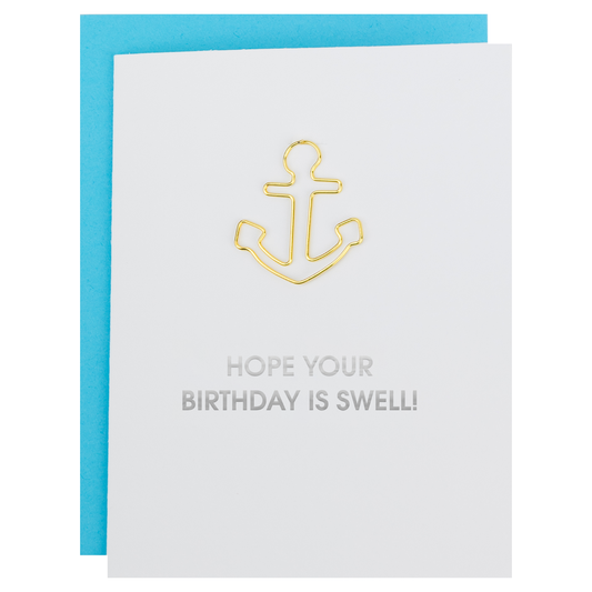 Hope Your Birthday is Swell - Paper Clip Letterpress Card