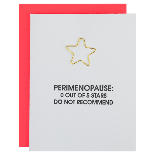 Perimenopause : 0/5 Stars - Star Paperclip Letterpress Card