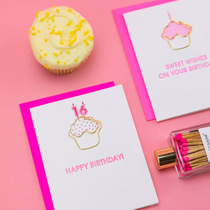 Happy Birthday Candles 16 - Paperclip Letterpress Card