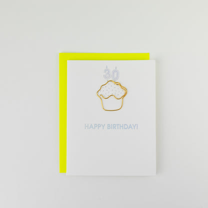 Happy Birthday Candles 30 - Paperclip Letterpress Card