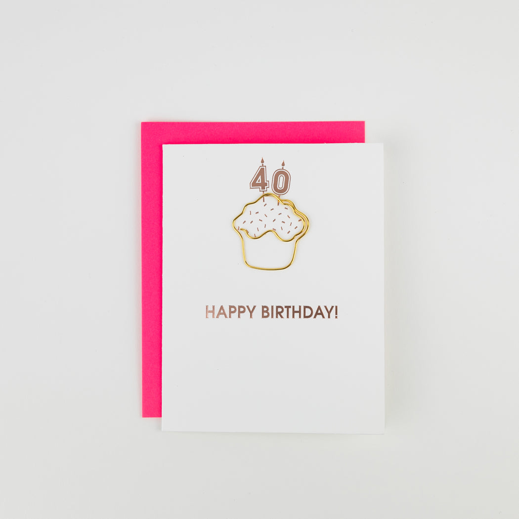 Happy Birthday Candles 40 - Paperclip Letterpress Card