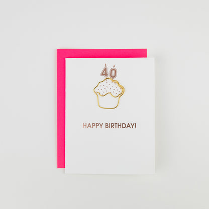 Happy Birthday Candles 40 - Paperclip Letterpress Card