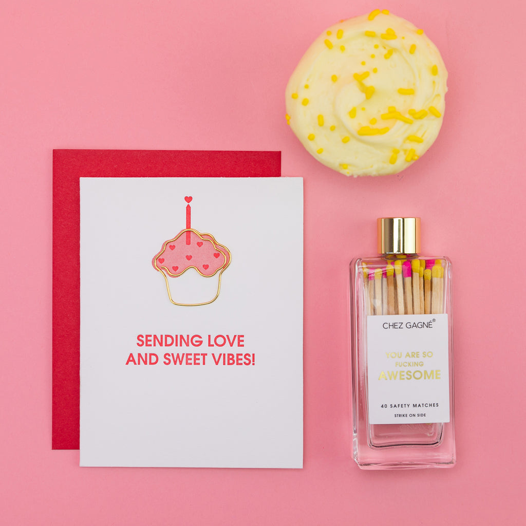 Sending Love and Sweet Vibes - Paperclip Letterpress Card