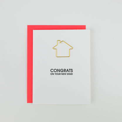 Congrats On Your New Digs - Paperclip Letterpress Card