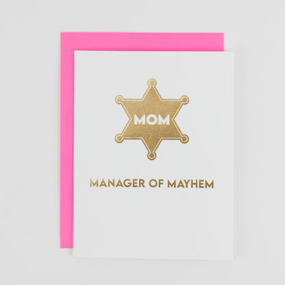 MOM: Manager of Mayhem - Mother's Day Letterpress Card