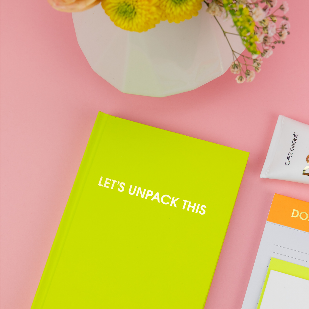 Let's Unpack This - Hardcover Daily Journal - Neon Lemon Lime