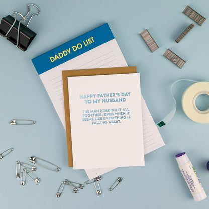 Happy Father's Day to my Husband (man keeping it all together) - Father's Day Card