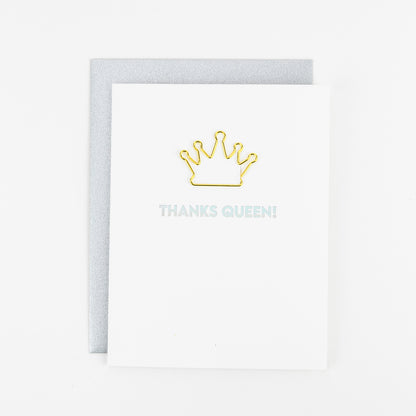 Thanks Queen! - Thank You Card - Crown Paper Clip Card