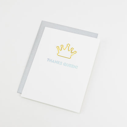 Thanks Queen! - Thank You Card - Crown Paper Clip Card