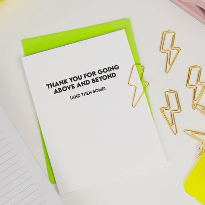 Thank You For Going Above & Beyond - Thank You Card