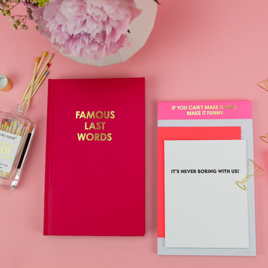 Famous Last Words - Deep Red Hardcover Journal
