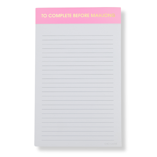 To Complete Before Mahjong - Lined Notepad - Neon Peony