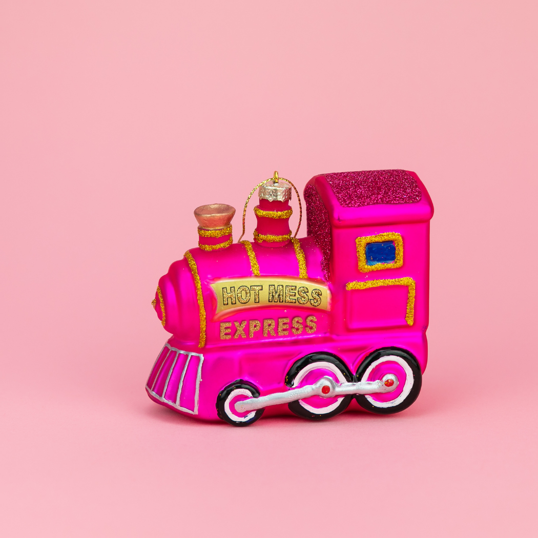 Hot Mess Express - Locomotive Train - Glass Ornament