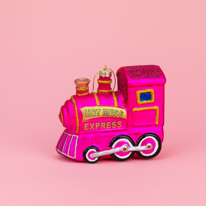 Hot Mess Express - Locomotive Train - Glass Ornament
