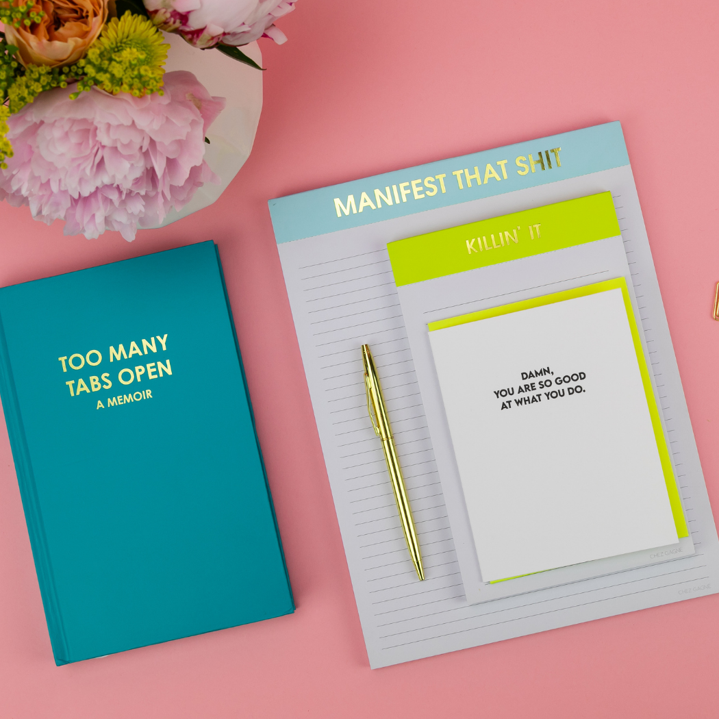 Too Many Tabs Open (a memoir) - Bright Teal Hardcover Journal