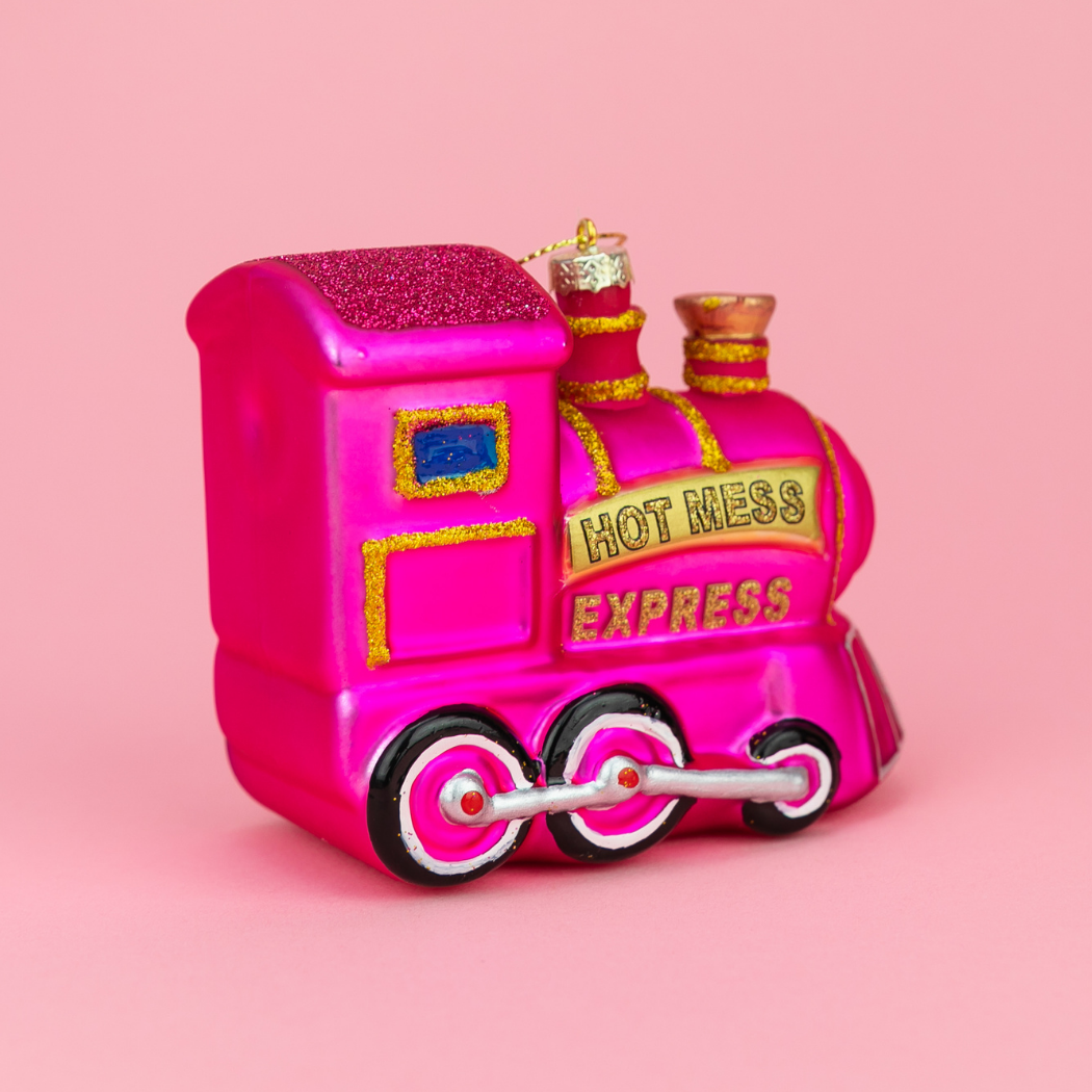 Hot Mess Express - Locomotive Train - Glass Ornament