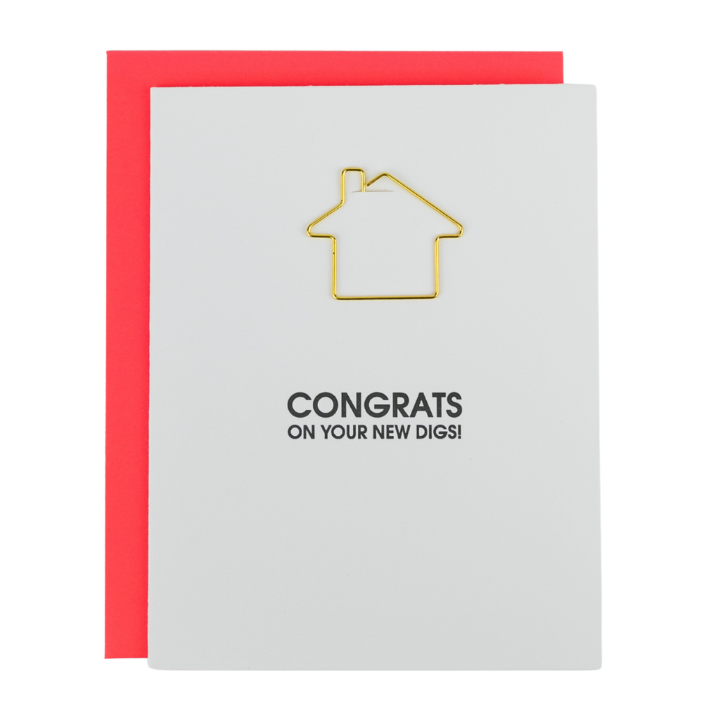Congrats On Your New Digs - Paperclip Letterpress Card