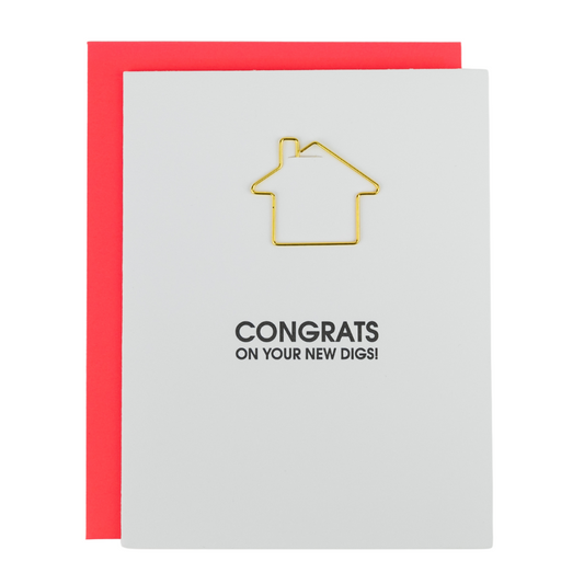 Congrats On Your New Digs - Paperclip Letterpress Card