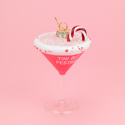 Tini Bit Festive - Holiday Martini - Glass Holiday Ornament