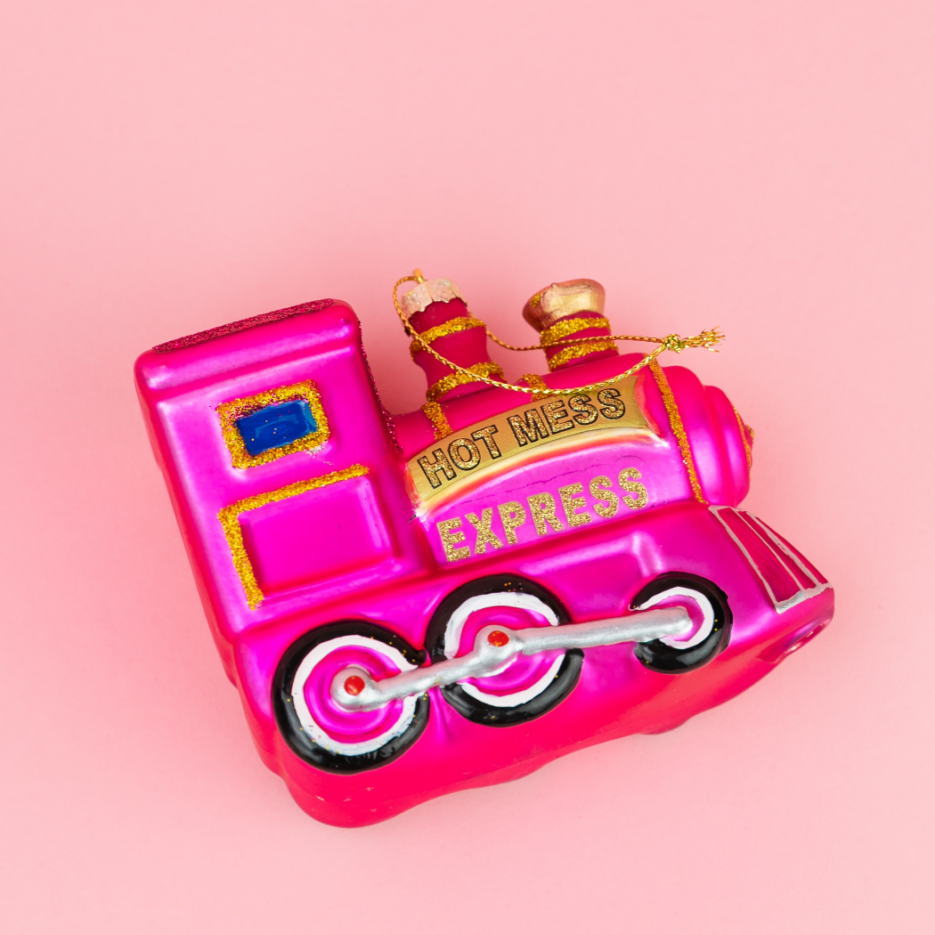 Hot Mess Express - Locomotive Train - Glass Ornament
