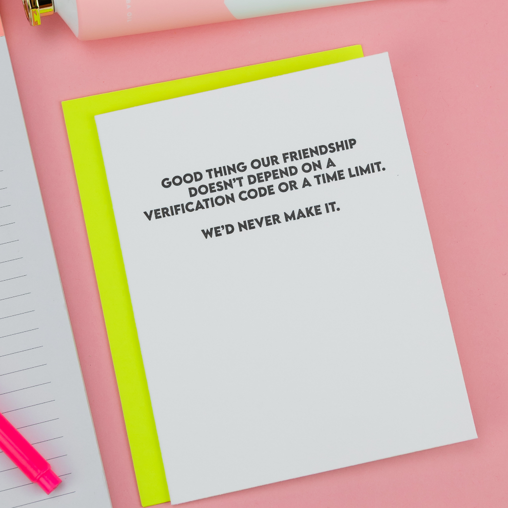 Friendship Verification Code - Funny Card