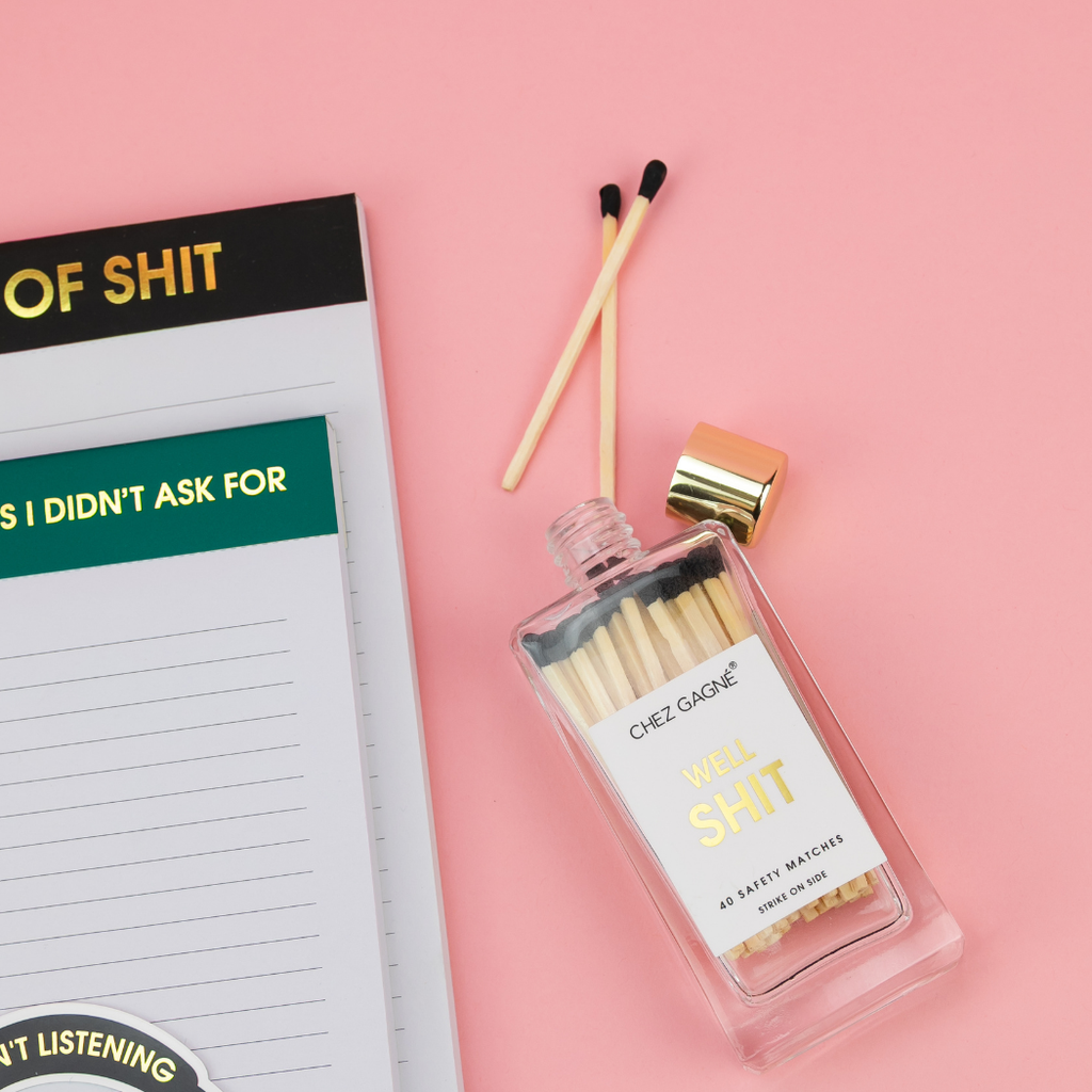 Well, Shit - Glass Bottle Safety Matches - Black Tips