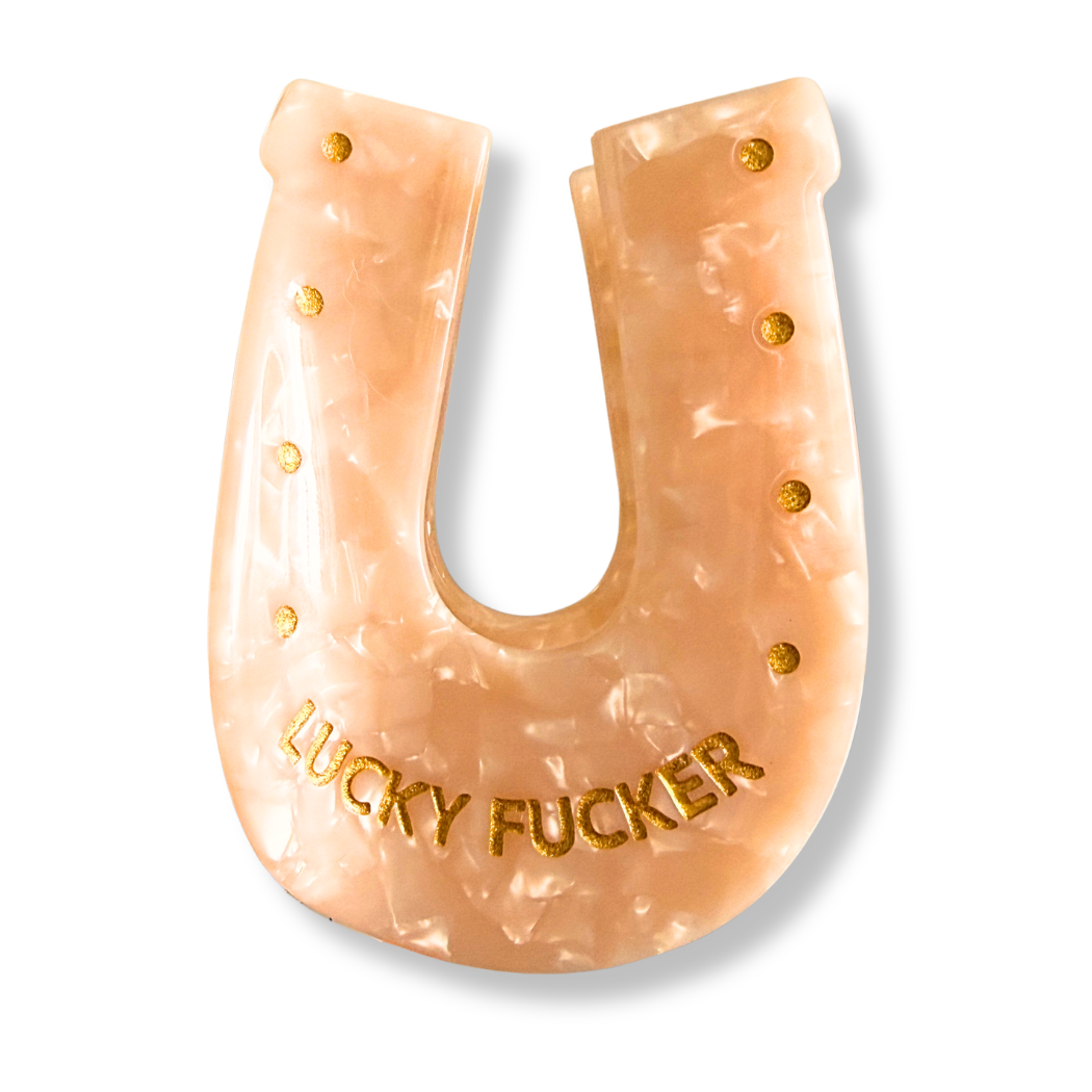 Lucky Fucker - Horsehoe - Acetate Hair Claw Clip