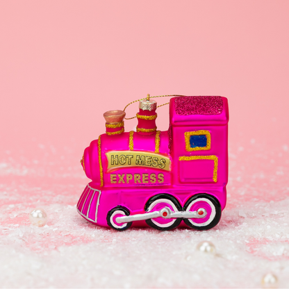 Hot Mess Express - Locomotive Train - Glass Ornament
